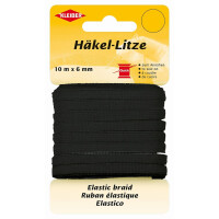 KLEIBER Häkel-Litze, 6 mm x 10 m, schwarz