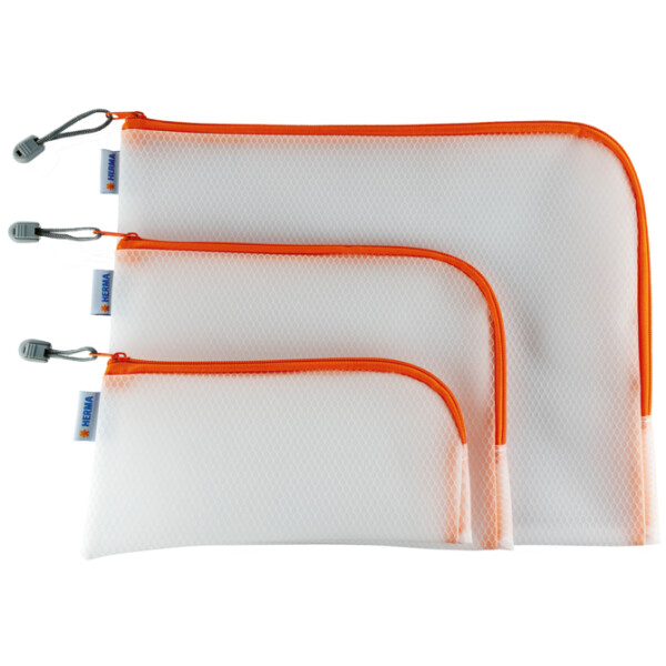 HERMA Reißverschlusstasche "Mesh Bags", DIN A4, orange