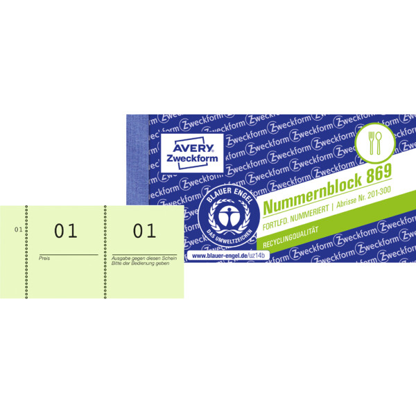 AVERY Zweckform Nummernblock 1 - 1000, 105 x 53 mm, rot