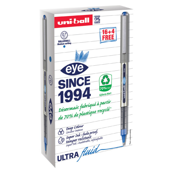uni-ball Tintenroller eye fine UB157E, VALUE PACK, blau