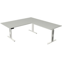 kerkmann Sitz-Steh-Schreibtisch Move 3 fresh mit Anbau, weiß