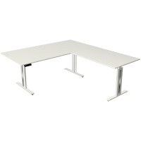 kerkmann Sitz-Steh-Schreibtisch Move 3 fresh mit Anbau, weiß