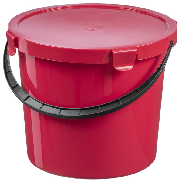 plast team Pflückeimer mit Deckel, 10 Liter, rot