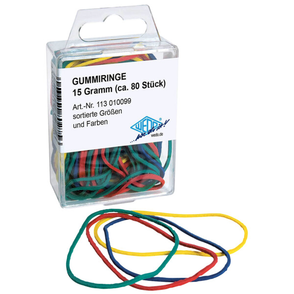 WEDO Gummiringe, farbig sortiert, Größen-Mix