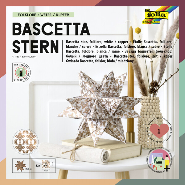 folia Faltblätter Bascetta-Stern, türkis bedruckt