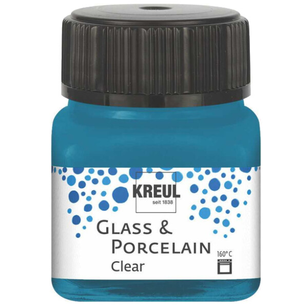 KREUL Glas- und Porzellanfarbe Clear, cyanblau, 20 ml