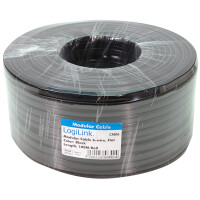 LogiLink Telefonkabel, 100 m, 6-adrig, flach, weiß