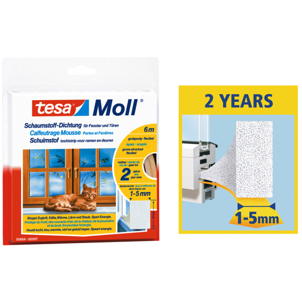 tesa INSULATION Dichtungsband M, weiß, 15 mm x 6 m
