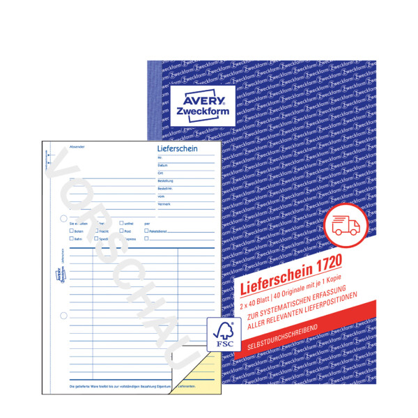 AVERY Zweckform Formularbuch "Lieferschein", SD, 4+1 GRATIS