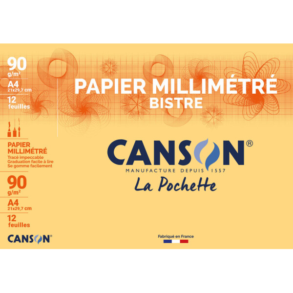 CANSON Millimeterpapier, DIN A4, 90 g qm, Farbe: blau