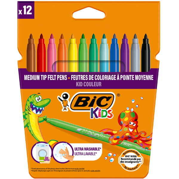 BIC KIDS Fasermaler Kid Couleur medium, 24er Kartonetui