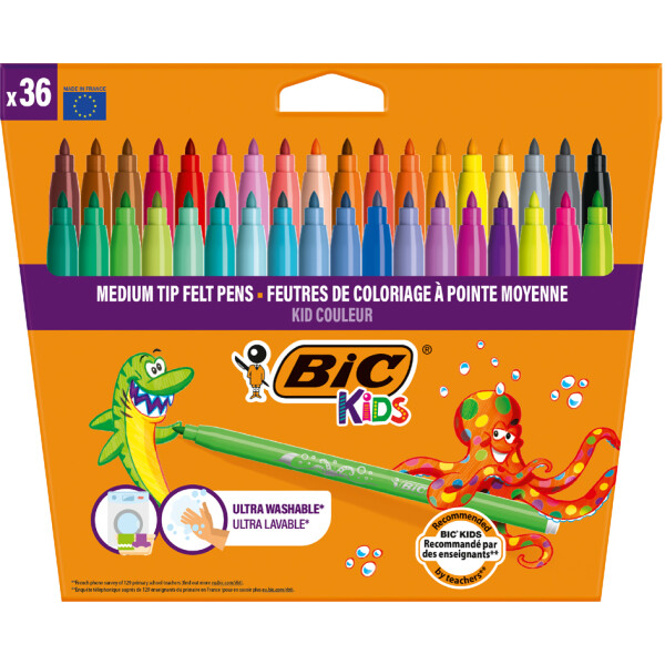 BIC KIDS Fasermaler Kid Couleur medium, 24er Kartonetui