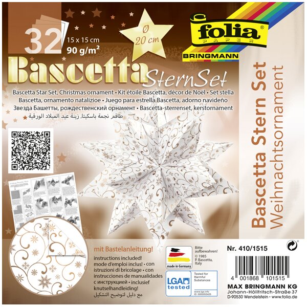 folia Faltbl&auml;tter Bascetta-Stern "Ornament 1", 150 x 150 mm