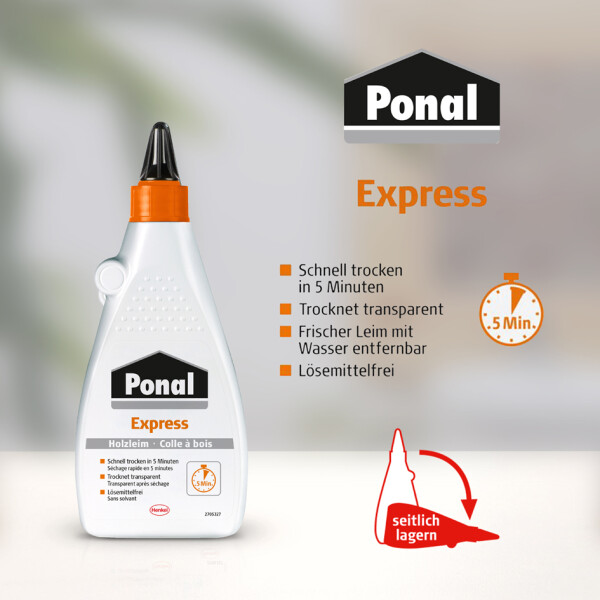 Ponal Express Holzleim, lösemittelfrei, 550 g Flasche