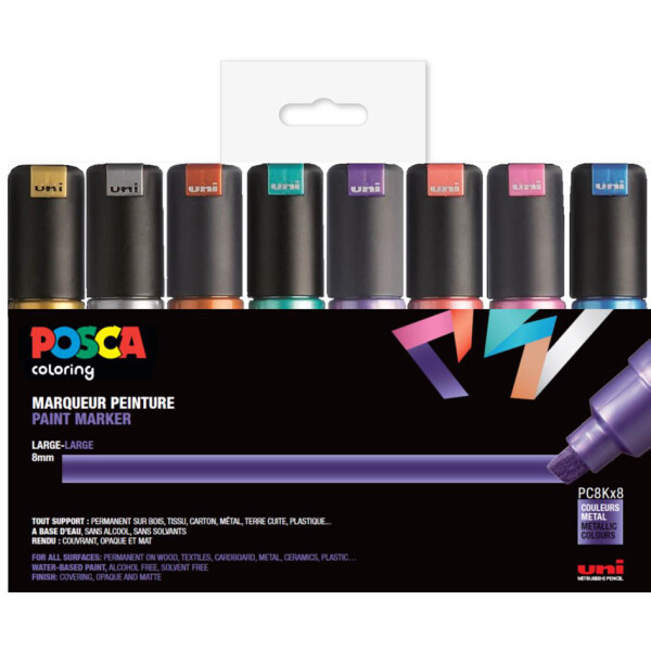 POSCA Pigmentmarker PC-8K, 8er Box, farbig sortiert