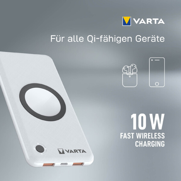 VARTA Powerbank "Wireless", 10.000 mAh, wei&szlig;
