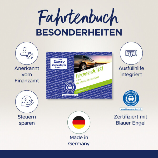 AVERY Zweckform Formularbuch "Fahrtenbuch", A6 quer