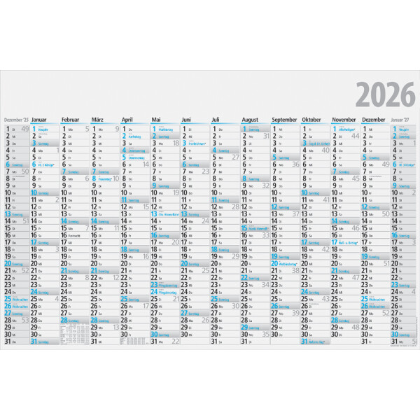 rido id&eacute; Plakatkalender, 1.020 x 680 mm, gefalzt, 2027