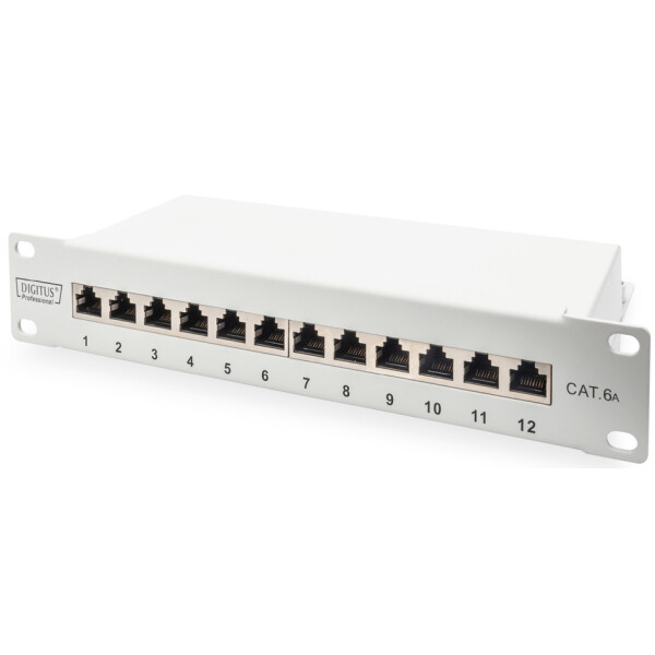 DIGITUS 10" Patch Panel Kat. 6A, geschirmt, 12-Port, grau
