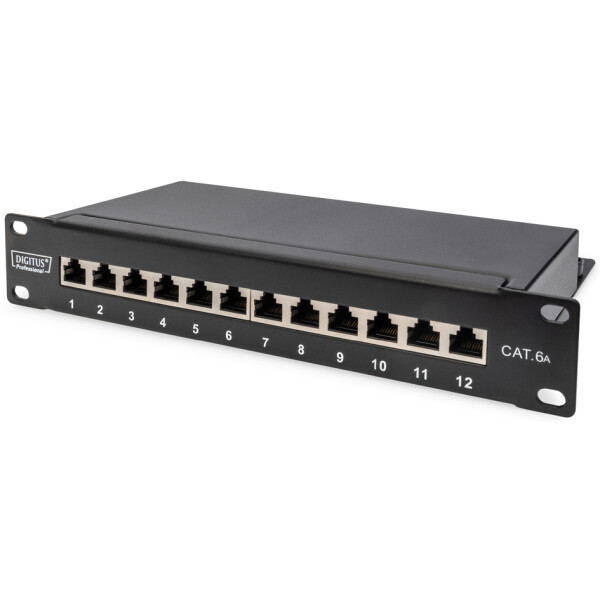 DIGITUS 10" Patch Panel Kat. 6A, geschirmt, 12-Port, grau