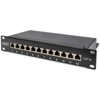 DIGITUS 10" Patch Panel Kat. 6A, geschirmt, 12-Port, grau