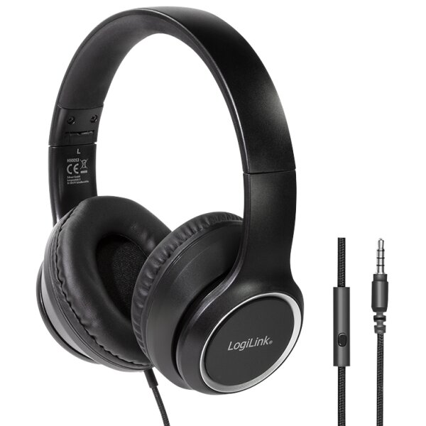 LogiLink Stereo Headset High Quality, mit Mikrofon, schwarz