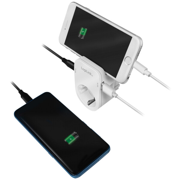 LogiLink Adapterstecker mit Smartphone-Ablagefläche, weiß