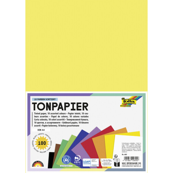 folia Tonpapier, DIN A4, 130 g qm, farbig sortiert