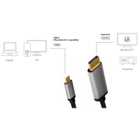 LogiLink USB Kabel, USB-C - DisplayPort Stecker, 1,8 m