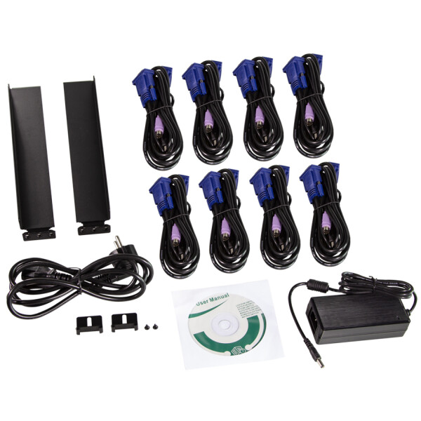 LogiLink 17" LCD KVM Konsole mit KVM Switch, 8 Port, schwarz