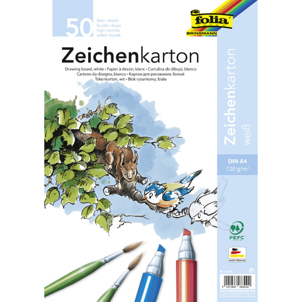 folia Zeichenkarton, DIN A4, 120 g qm, wei&szlig;