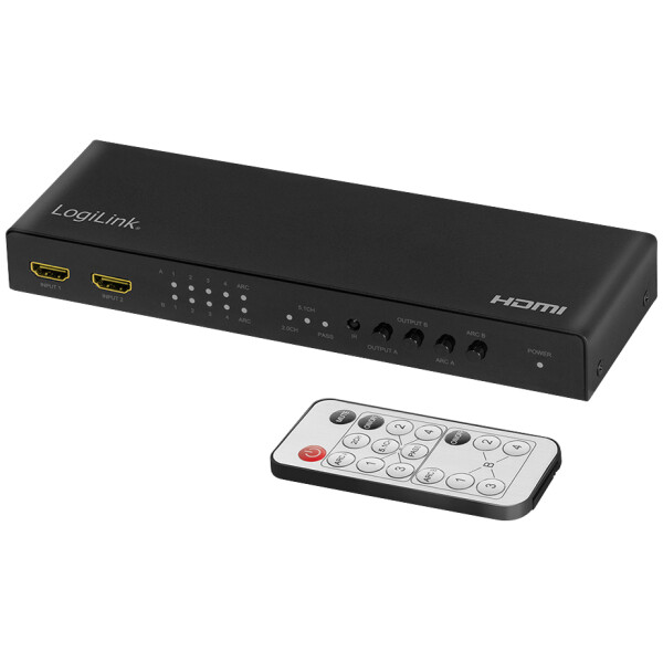 LogiLink 4K 60Hz HDMI Matrix Switch (4x2), Downscaler