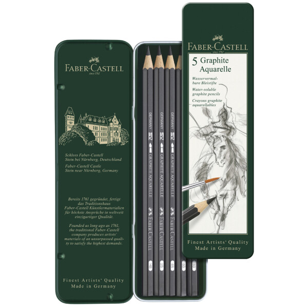 FABER-CASTELL Bleistift GRAPHITE AQUARELLE, 5er Etui