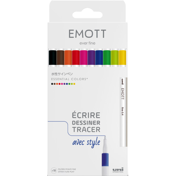 uni-ball Fineliner EMOTT, 10er Set "Pastel Colors"