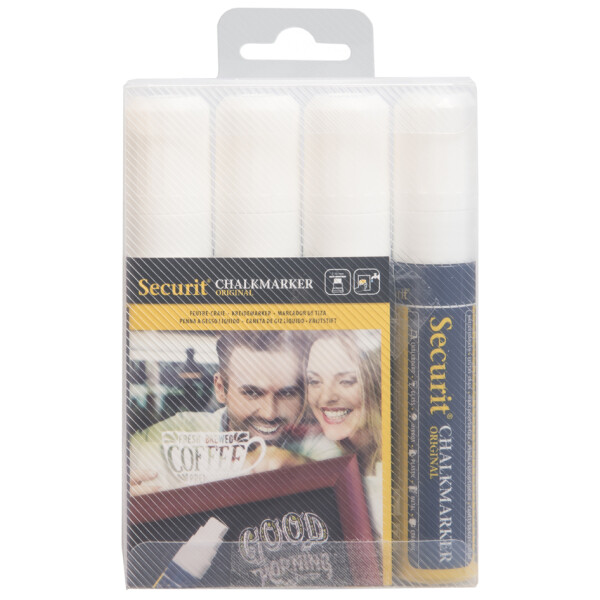 Securit Kreidemarker ORIGINAL LARGE, 4er Etui, weiß