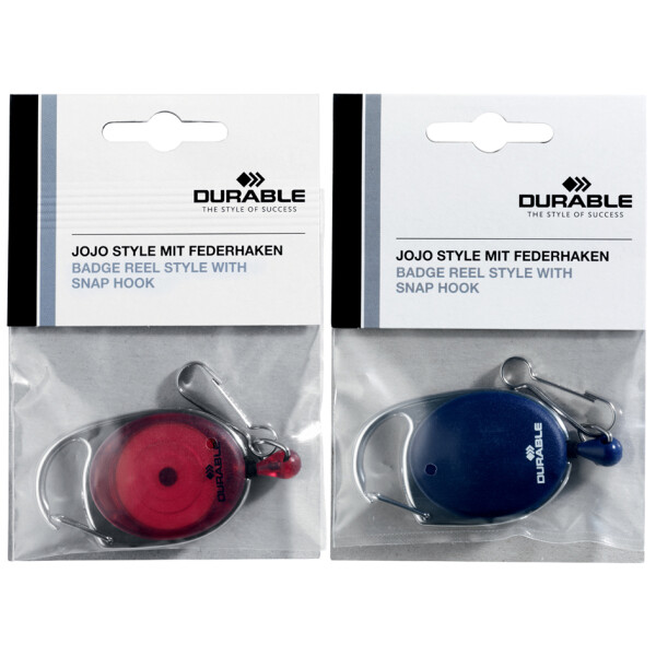 DURABLE Ausweishalter mit Jojo, oval, dunkelblau