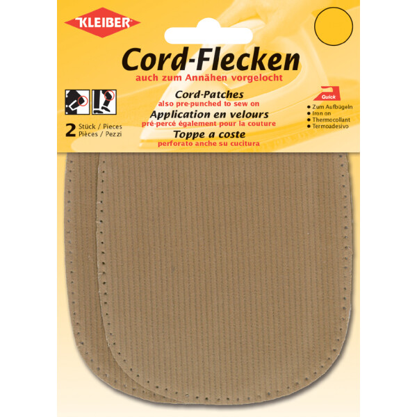 KLEIBER Cord-Flecken, 135 x 100 mm, hellgrau