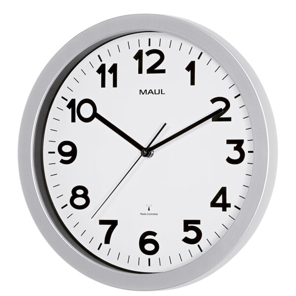 MAUL Wanduhr Funkuhr MAULstep, Durchmesser: 400 mm, silber