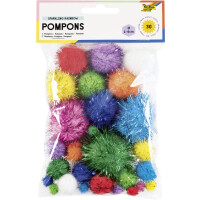 folia Pompons SPARKLING RAINBOW, Größen sortiert