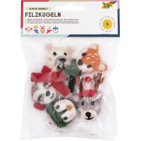 folia Filzkugeln WINTER TIERE, 5 Stück