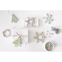 folia Holzperlen Sterne-Set PASTELL, 161-teilig