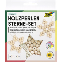 folia Holzperlen Sterne-Set NATURE, 161-teilig