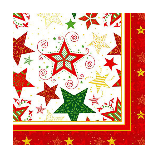 PAPSTAR Weihnachts-Motivservietten "Heavenly Stars", weiß