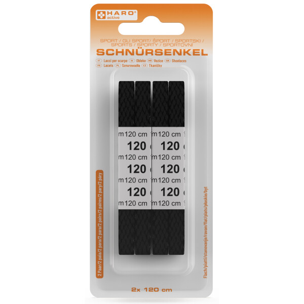 HARO Sport-Schn&uuml;rsenkel, flach, 1200 mm, schwarz