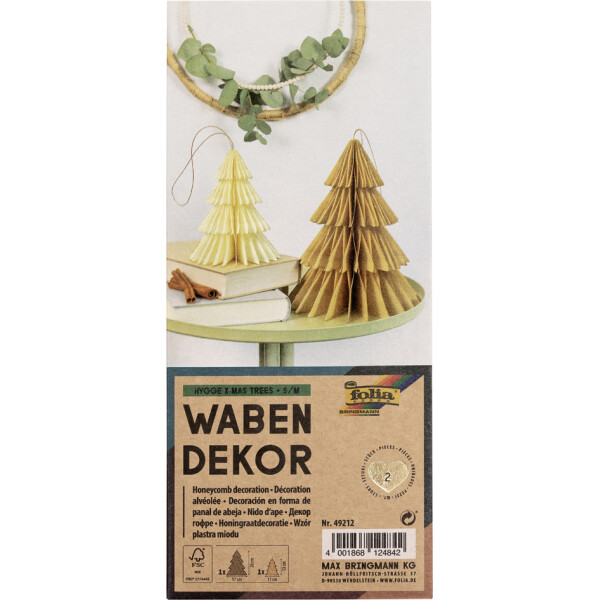 folia Wabendekor HYGGE XMAS TREES, 2er Set, Größe: S M