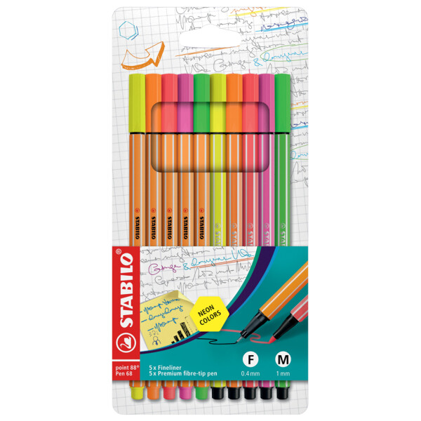 STABILO Fasermaler Pen 68 Fineliner point 88, 10er Etui