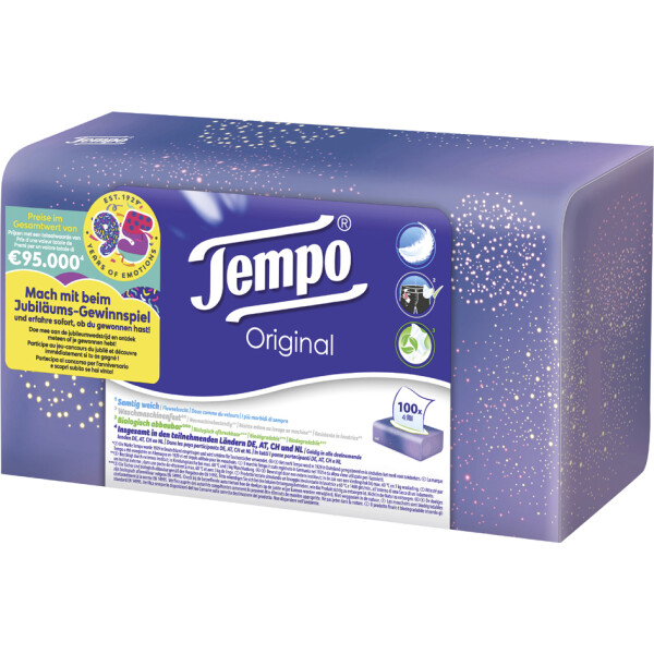 Tempo Taschentücher Original, 4-lagig, weiß, 100er Box