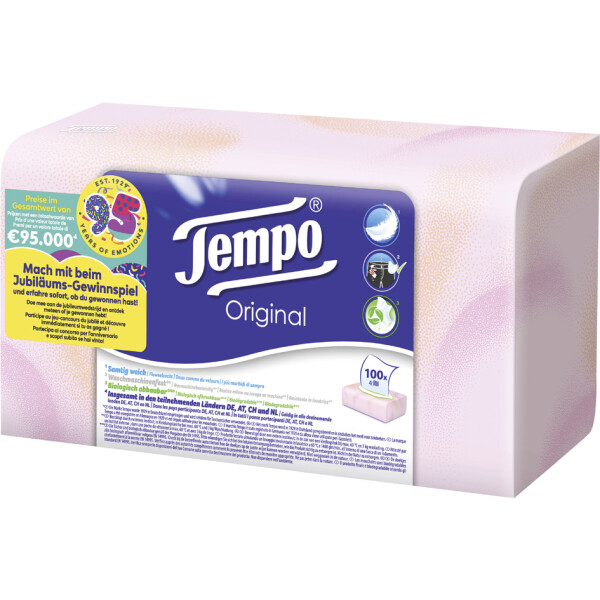 Tempo Taschentücher Original, 4-lagig, weiß, 100er Box