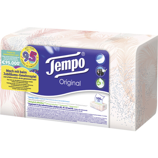 Tempo Taschentücher Original, 4-lagig, weiß, 100er Box