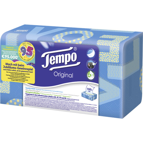 Tempo Taschentücher Original, 4-lagig, weiß, 100er Box